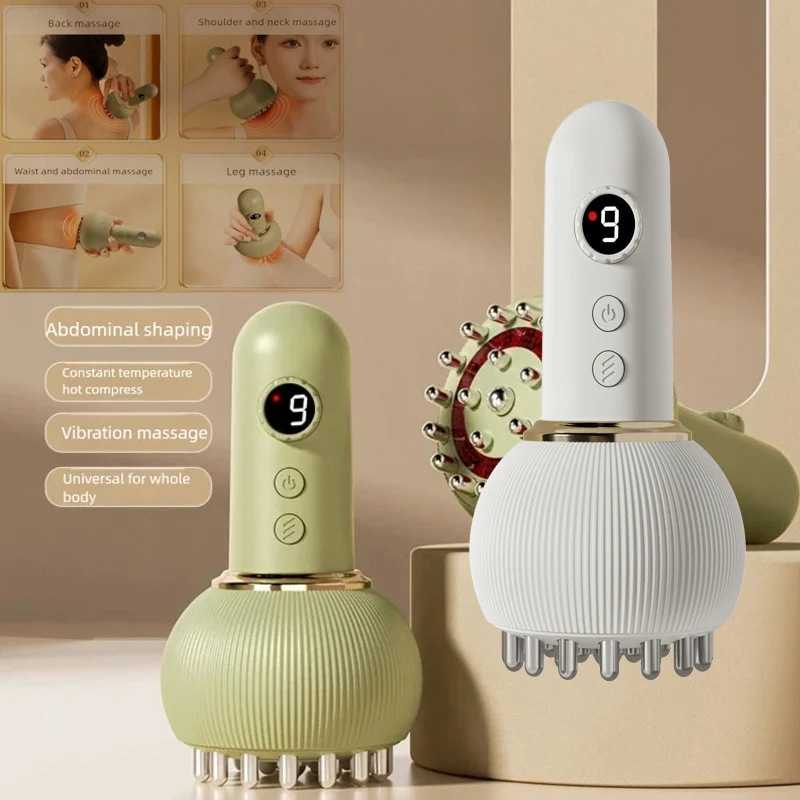 

Electric Guasha Body Massager Shaping Heating Scraping Brush Drainage Machine Fat Burner Vibrating Red Light Meridians Massager