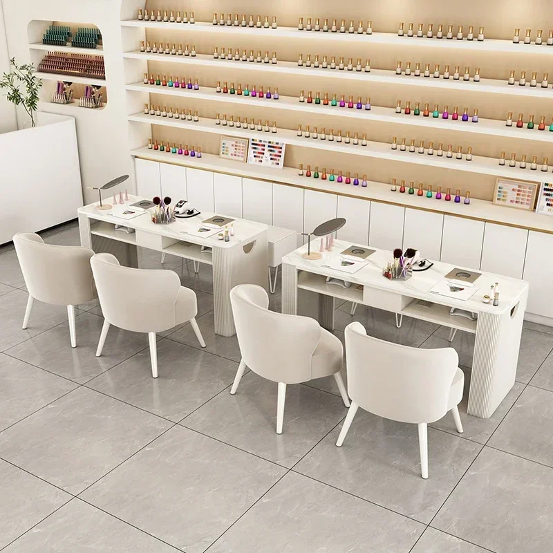 

Cream Style Manicure Table Nail Desk Simple Makeup Storage Table Nails Salon Cheap Manicurist Manicure salon Furniture