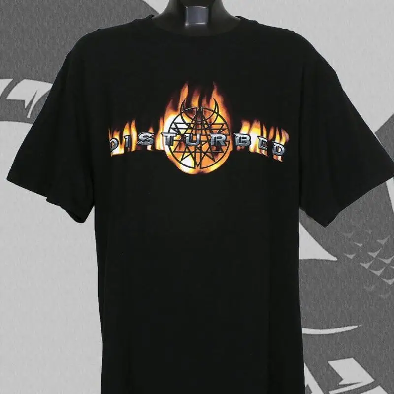 Vintage Disturbed 2000s Band Flame Graphic T-Shirt