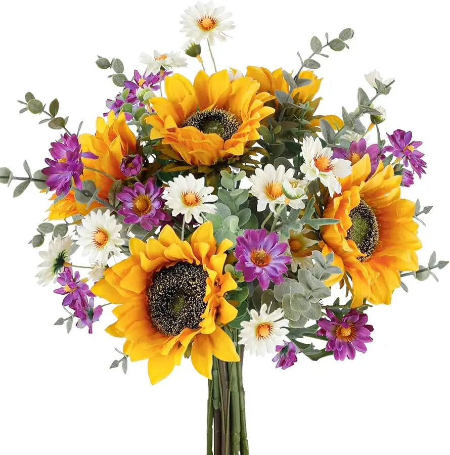 

Artificial Sunflowers Bouquet Fake Cemetery Flower Bouquet with Sunflowers for Bridal Bouquets Wedding Centerpieces Decor Party