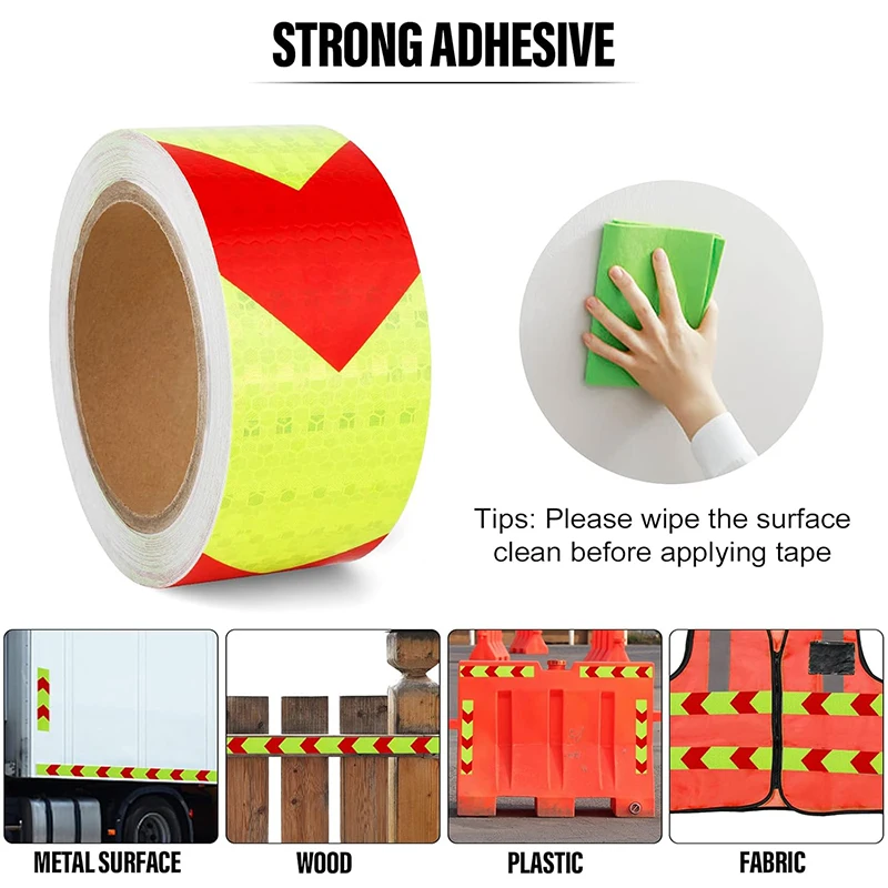 Roadstar High Visibility Reflective Car Sticker Warning Tape for Road Safety Arrow Printed 5cmX10m RS-6490