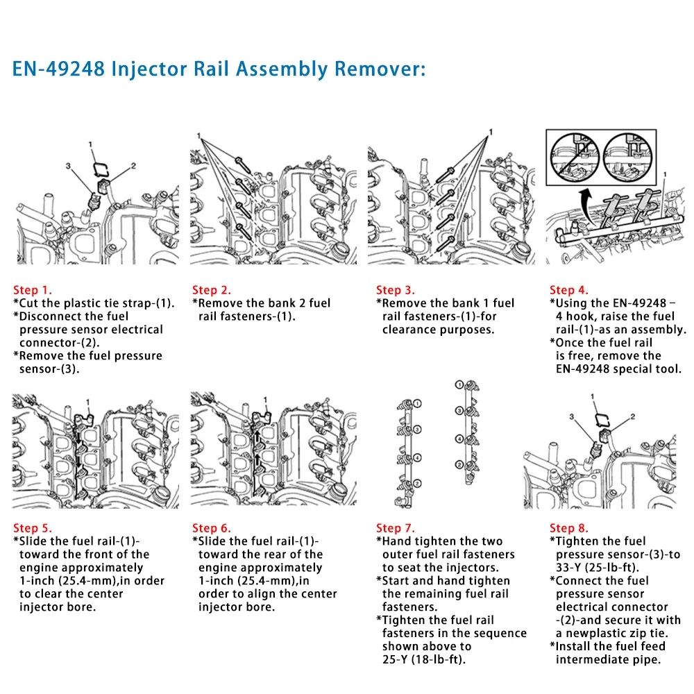 Alat Pembuka Rakitan Rel Injektor 6706 EN-49248 untuk Mesin Injeksi Langsung Bensin GM 2007-2014 untuk Cadillac Saturn Pontiac