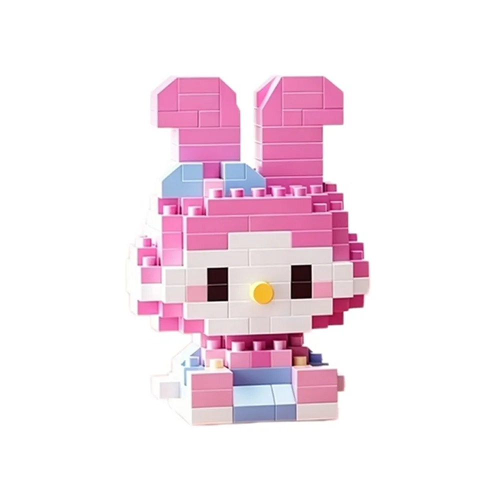 Sanrio Hello Kitty Kuromi My Melody Cinnamoroll Bausteine Cartoon-Figuren Ziegel Kinder-Bauspielzeug Modell Geschenk