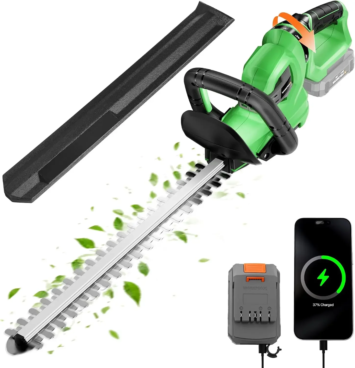 BestsellingWORKPROX 20V Cordless Hedge Trimmer with Battery, 18'' Dual-Action Blade | 180° Rotatable Handle, 5/8
