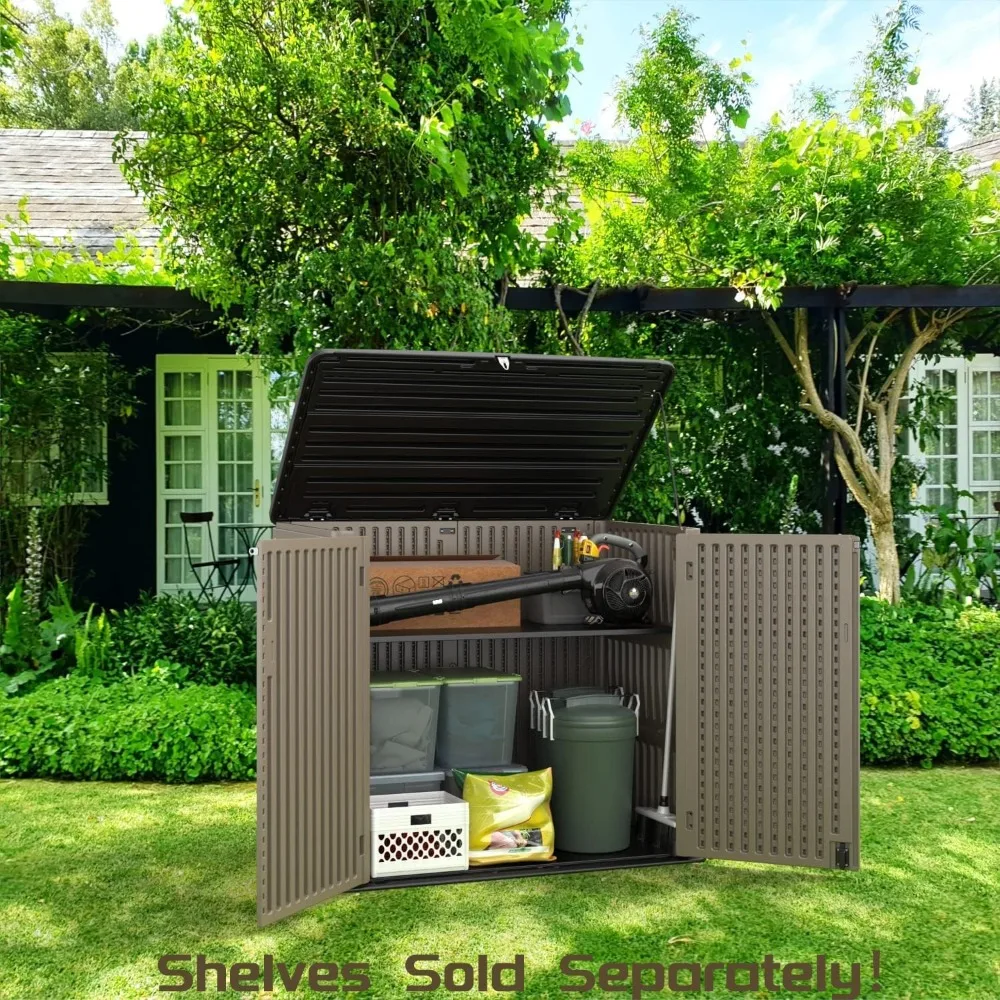 26 Cu.ft Outdoor Storage Shed Multi-Function, Lockable Horizontal Storage Unit Weather Resistance