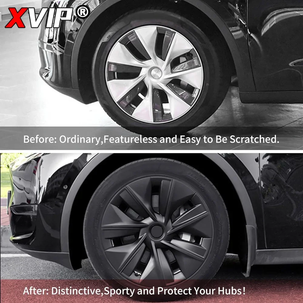 XVIP ABS 19 Inch Hubcaps Gemini Style Original Car Model OEM Style Wheel Cover Matte Black Rim Protector For Tesla Model Y 21-23