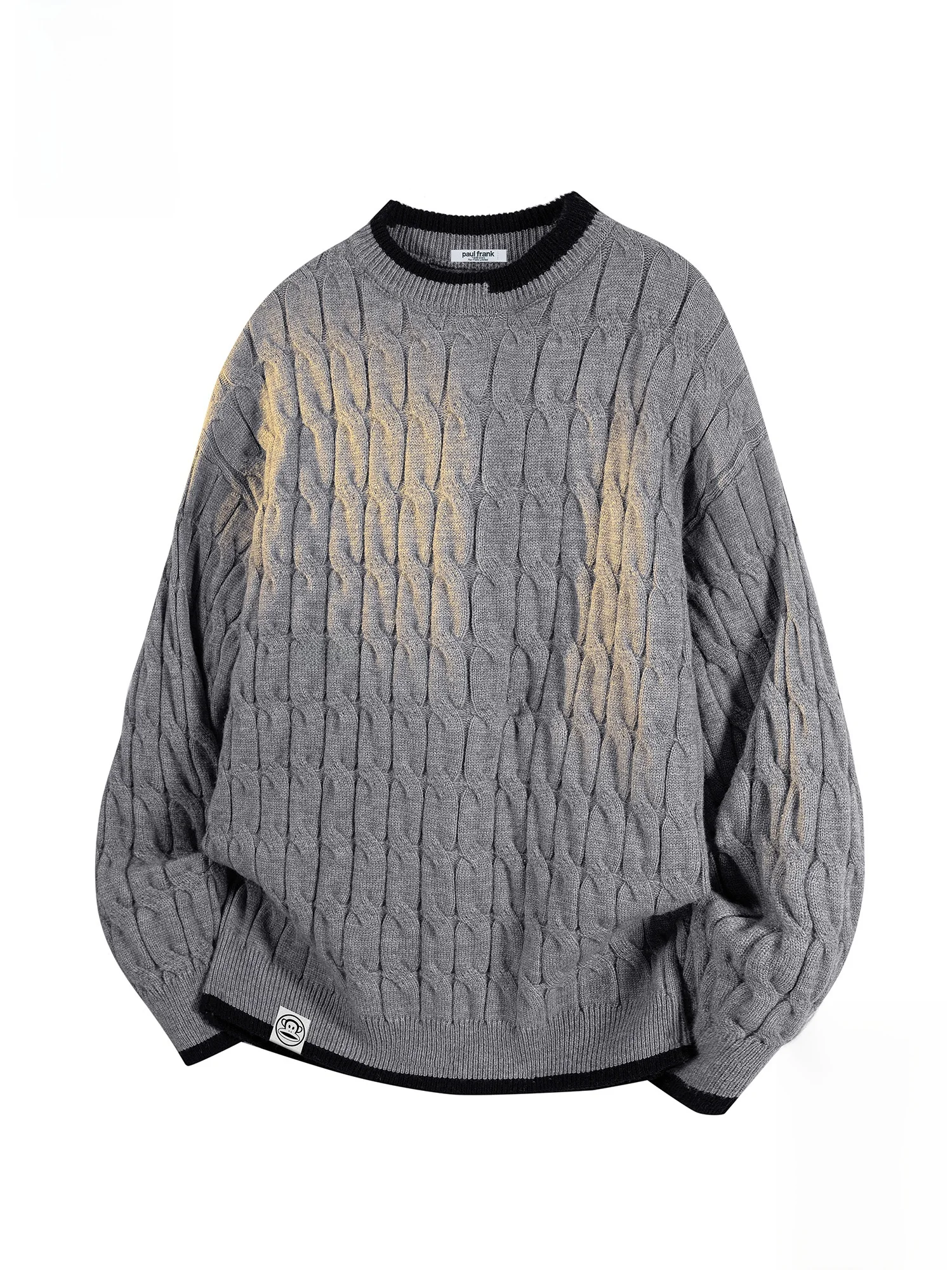 

PaulFrank Casual Warm Knitted Sweater Men's Winter round Ne Loose Fit Turtlene Big Mouth Monkey Embroidery Faionable