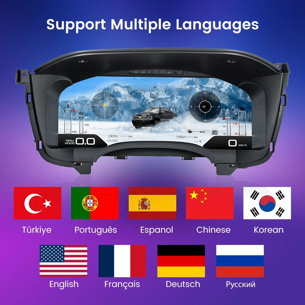 

15,1-дюймовый ЖК-дисплей, автомобильный цифровой счетчик, приборная панель для GMC Chevrolet Silverado Tahoe Suburban Yukon 2007-2013, обновленный кластер спидометра