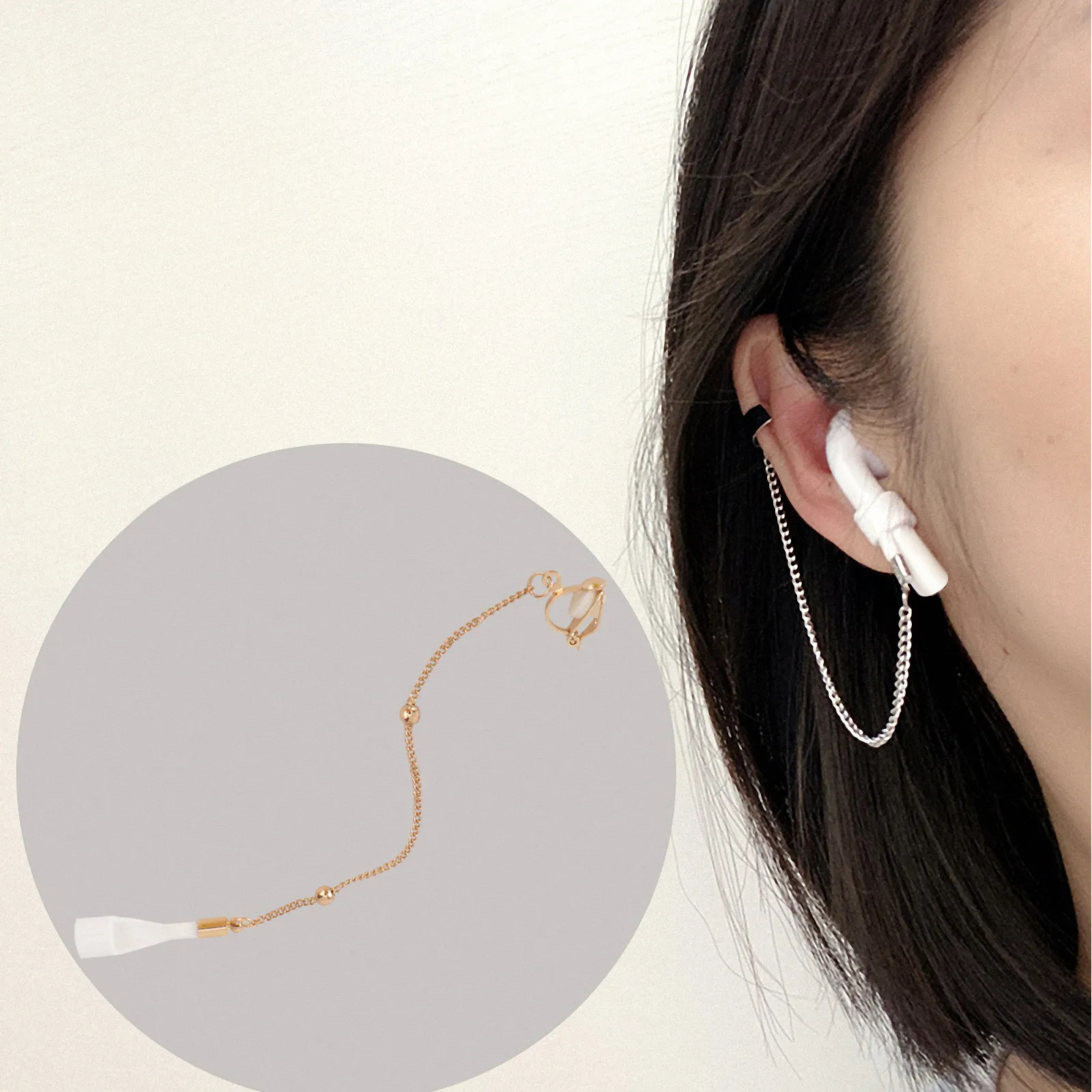 1Pair Heart-Shaped Anti-Lost Earrings Chic Earphone Earring Straps Compatible for Apple Wireless Earphone Accessories