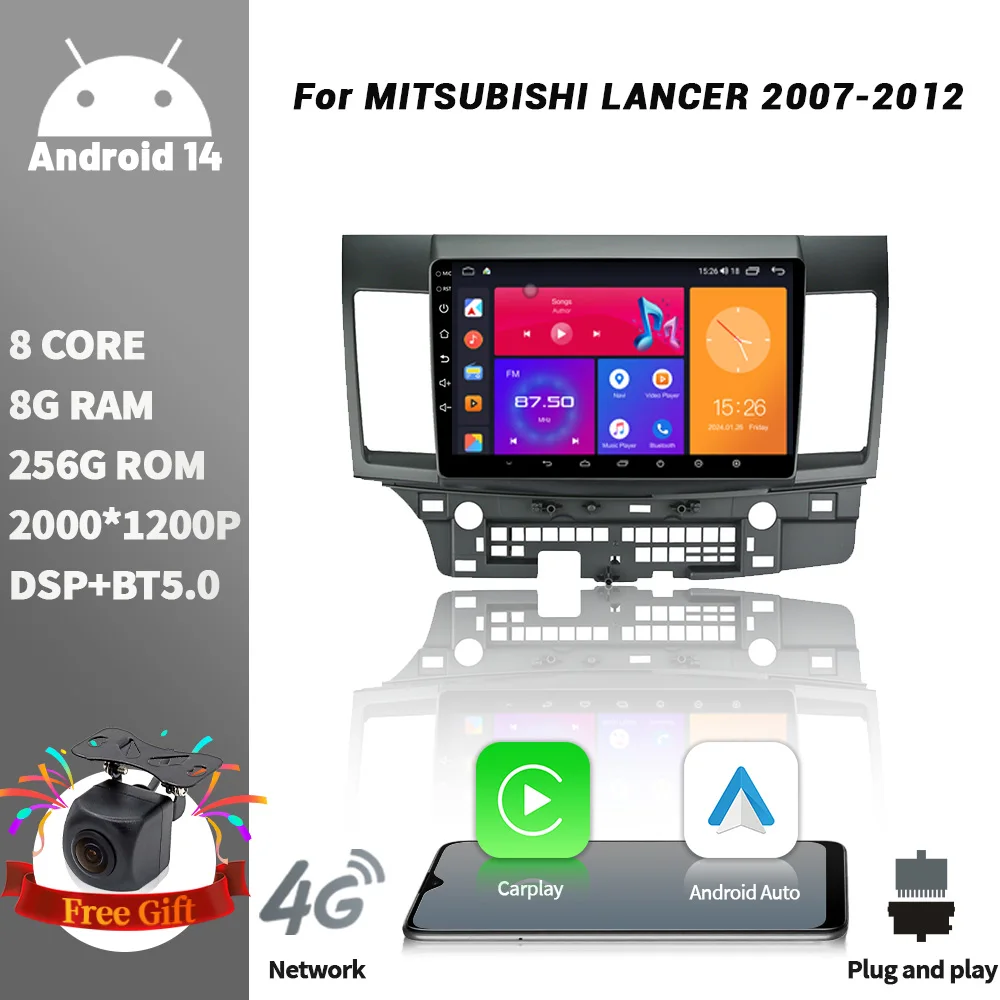 Wireless CarPlay Screen Stereo Android For MITSUBISHI LANCER 2007-2012 Car Radio Multimedia Player Navigation