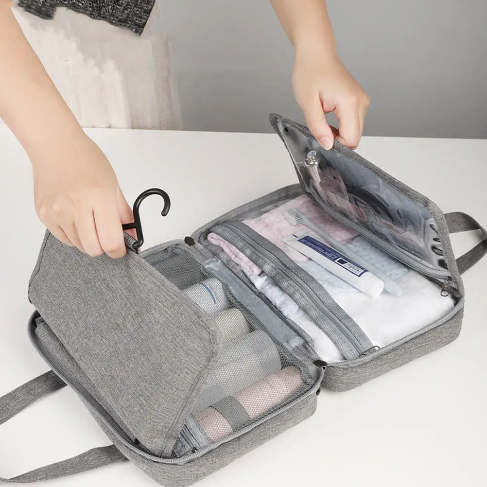 

1Pcs Waterproof Toiletry Bag Fashionable Bag with Wall Hook Removable Interior Organizer Travel Bathroom Makeup Storage