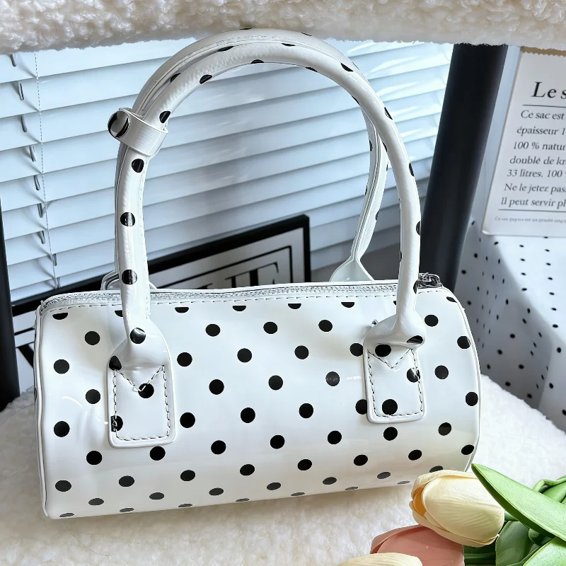 

Корейская сумка-кроссбоди в горошек, мини-сумка-бочонок с верхней ручкой, повседневная сумка через плечо, женская милая элегантная сумка на плечо