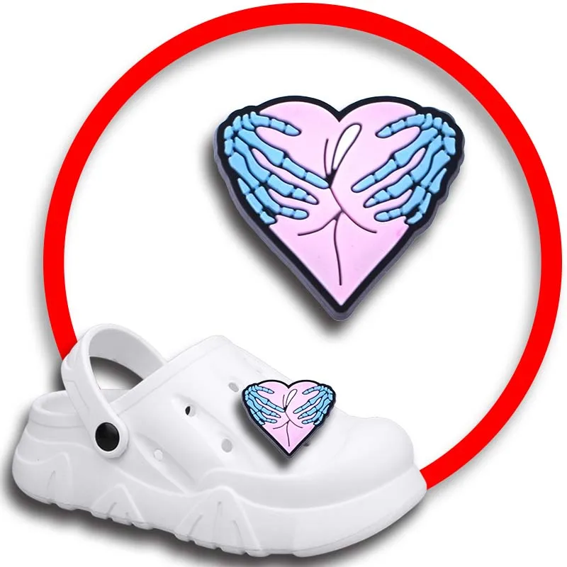 1pcs Pins for Crocs Charms Shoes Accessories Punk Heart Decoration Jeans Women Sandals Buckle Kids Favors Men Badges