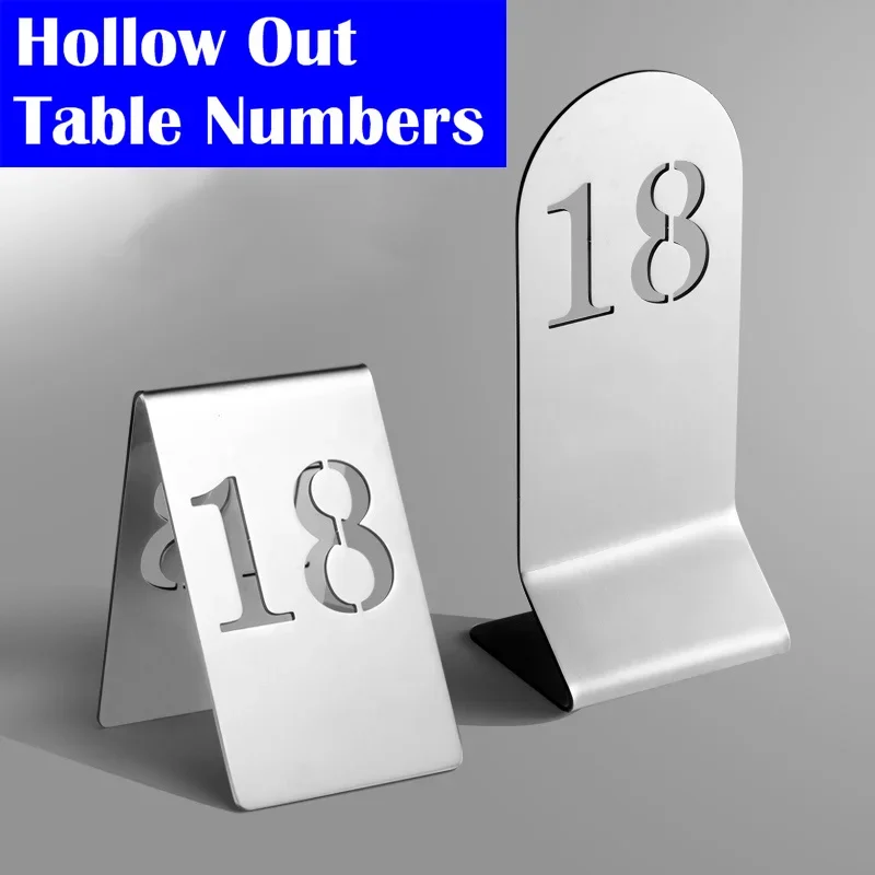 

5 Pcs Stainless Steel Hollow Out Table Numbers Desktop Signboard Metal Stand Number Plates Hotel Restaurant Cafe Bar Seat Signs