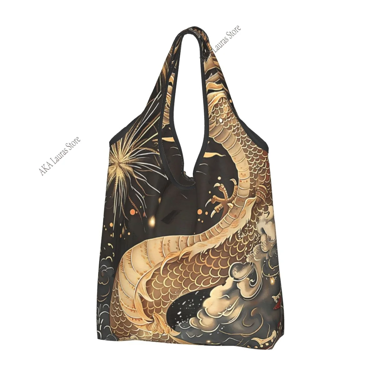 Dragon Snapback Grocery Shopping Bag Shopper Tote Shoulder Bag Large Handbag