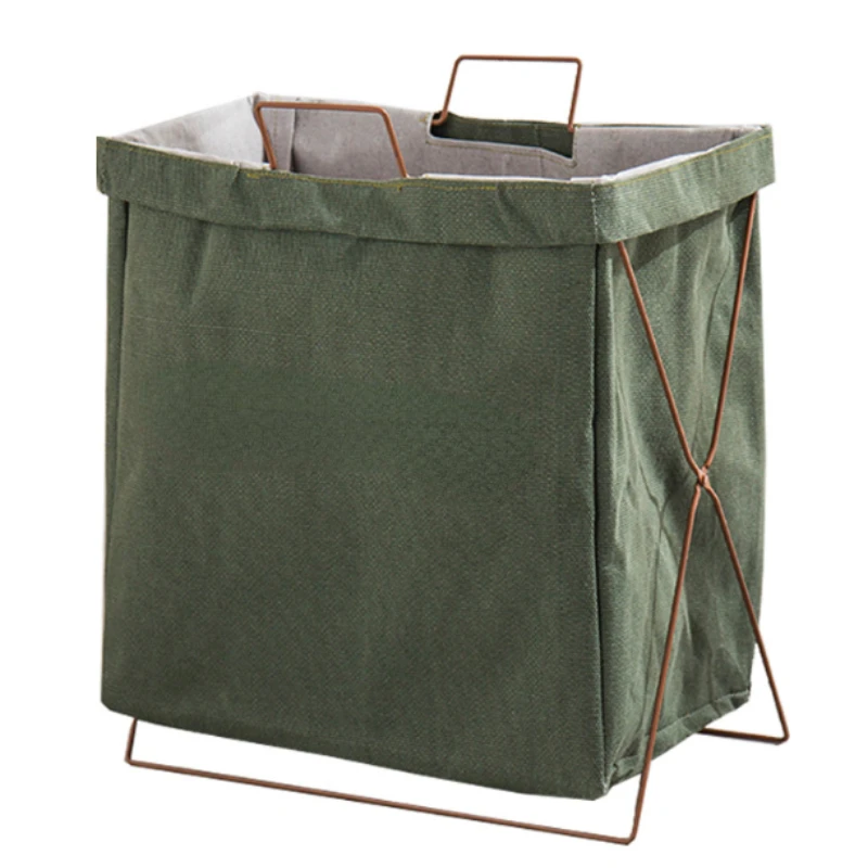 Cotton Linen Canvas Iron Rack Portable Dirty Clothes Laundry Basket Folding Storage Bucket Storage Basket Toy Storage Box