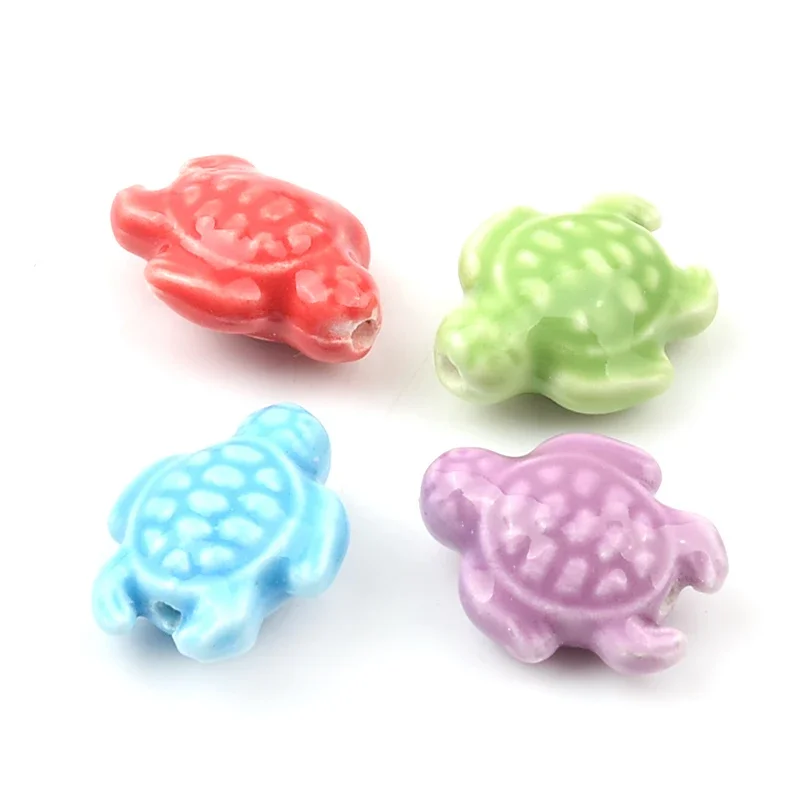 18mm Tortoise Beads Turtle Shape Ceramics Beads Charms Loose Spacer Beads For Jewelry Making DIY Bracelets Necklace Accessories