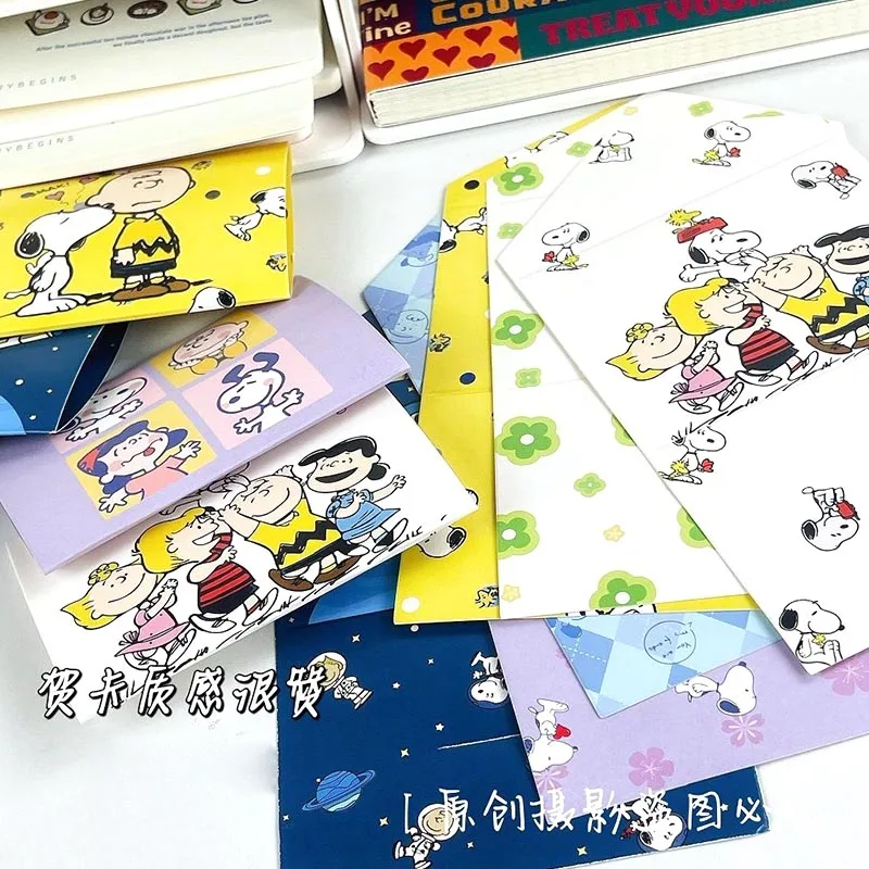 72pcs/lot Kawaii Snoopy Memo Pad Sticky Note Cute Message Greeting Cards Stationery Label Post Office School Supplies