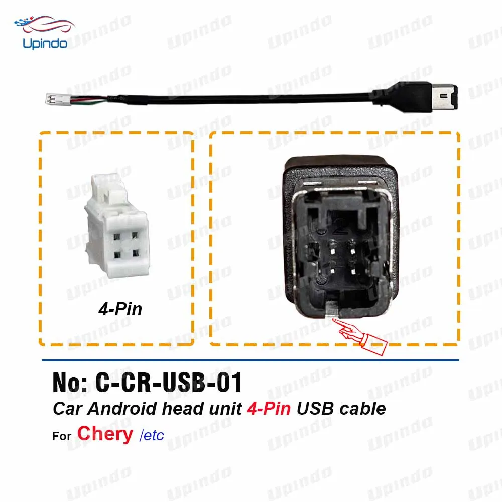 

4 Pin USB Connector Car Radio Cable Wiring Harness Android Head Unit 4pin Socket Adapter for Chery Arrizo Tiggo 3 5 7 GX EX
