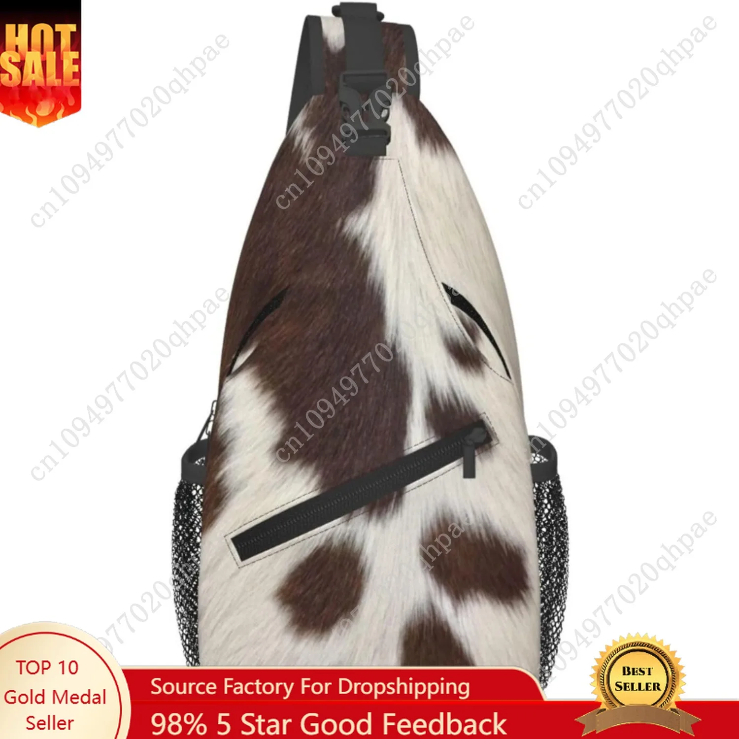 

Cow Print Sling Bag for Women Crossbody Bag Brown White Cow Fur Texture Animal Skin Print Sling Backpack for Men Cute Farmhouse