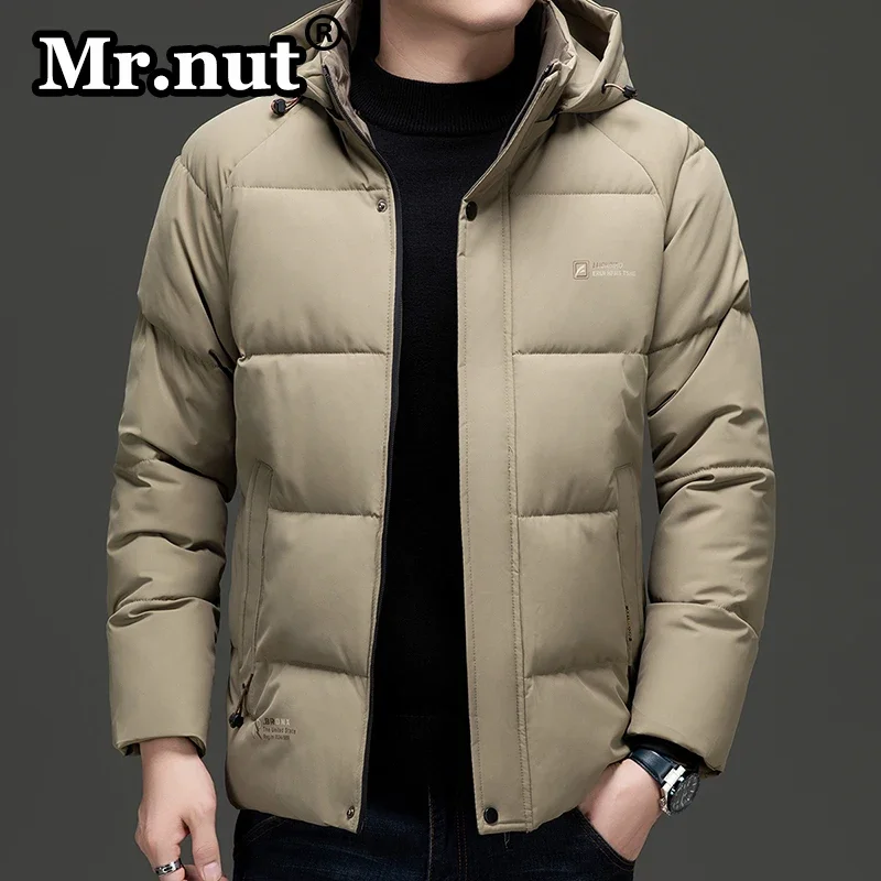 Nut inverno casaco acolchoado de algodão masculino windbreak espessamento jaquetas com capuz casaco esportivo térmico cor sólida manter jaqueta quente