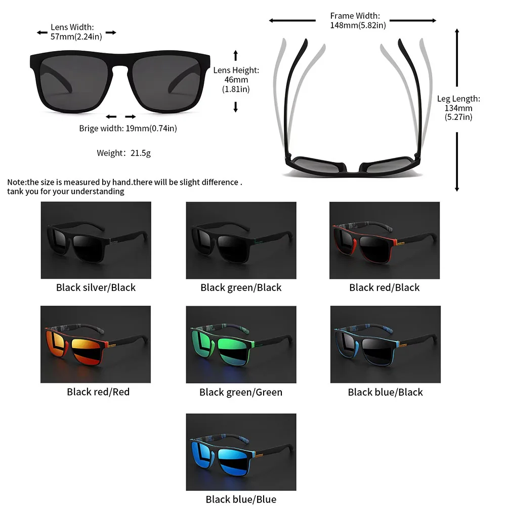 5-teiliges Set Klassische Quadratische Polarisierte Sportsonnenbrillen für Herren, Leichter PC-Rahmen, UV400-Schutz, Langlebig, für Autofahren, Angeln, Radfahren – Detail 1