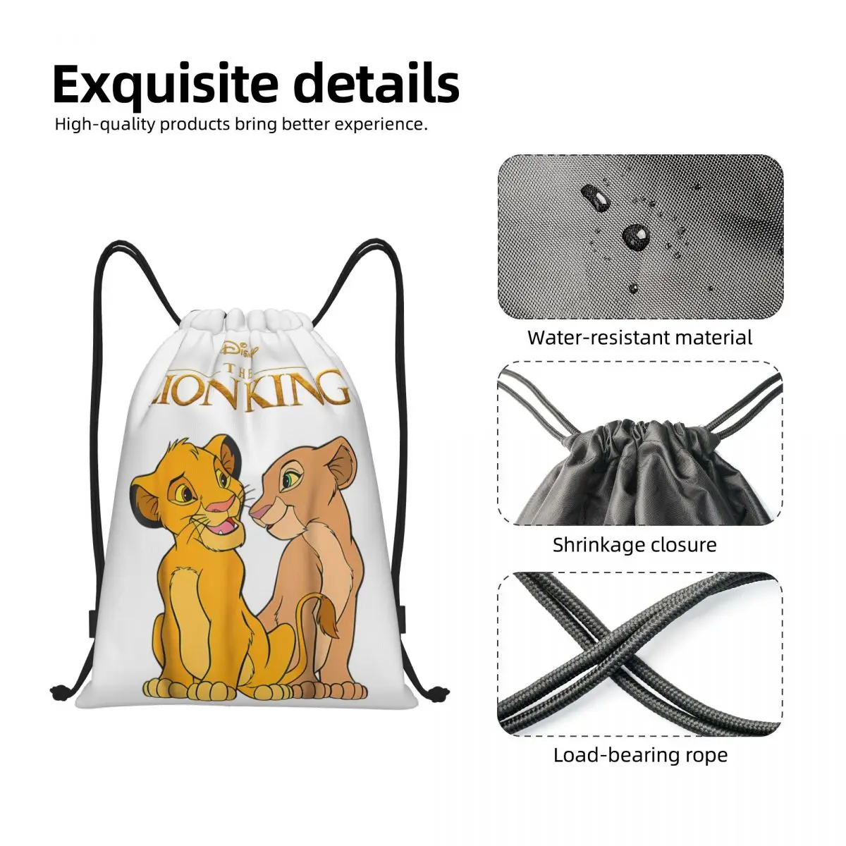 Custom The Lion King borsa con coulisse uomo donna pieghevole sport Gym Sackpack Cartoon Shopping zaini