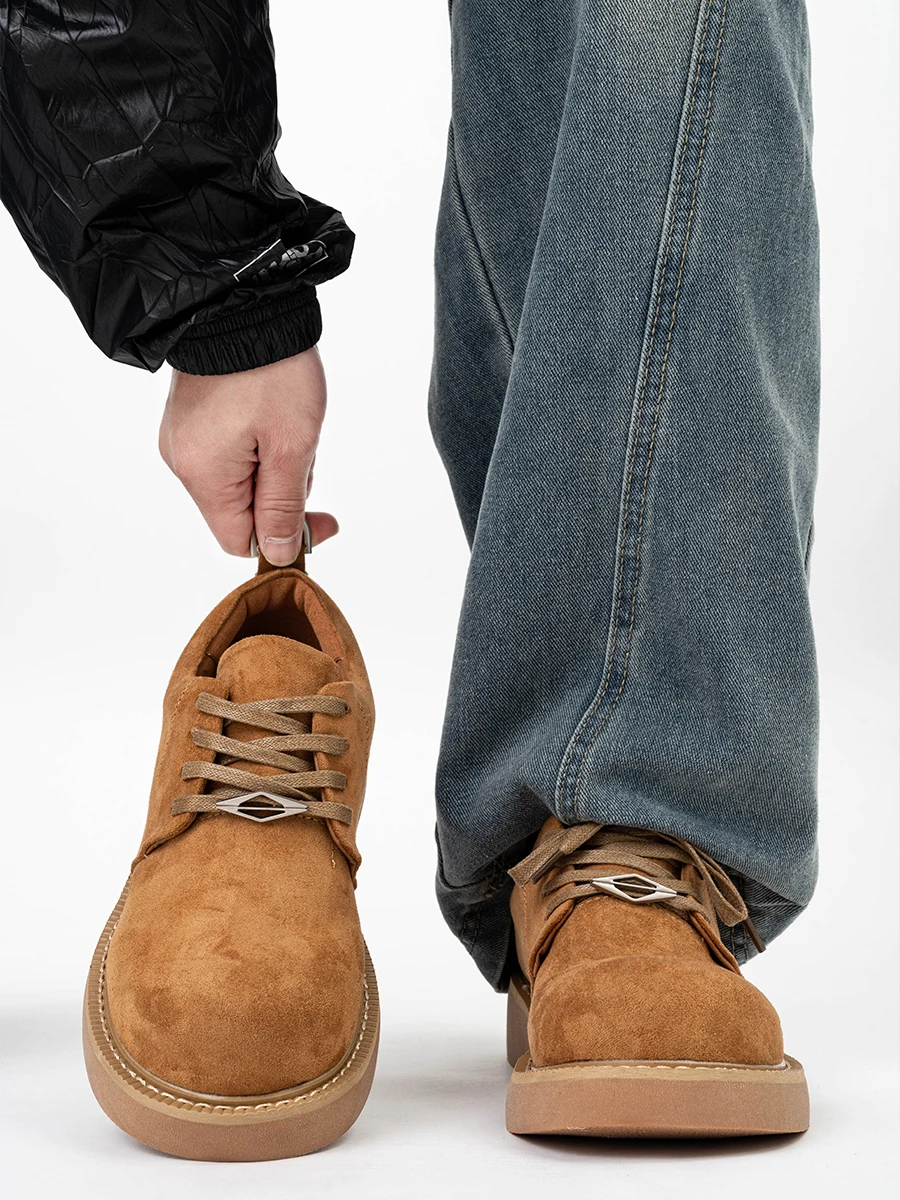 

Cleanfit American Brown Miey oes Мужские рабочие ботинки с круглым носком в стиле ретро, желтые ботинки с низкой посадкой, повседневные кожаные ботинки...