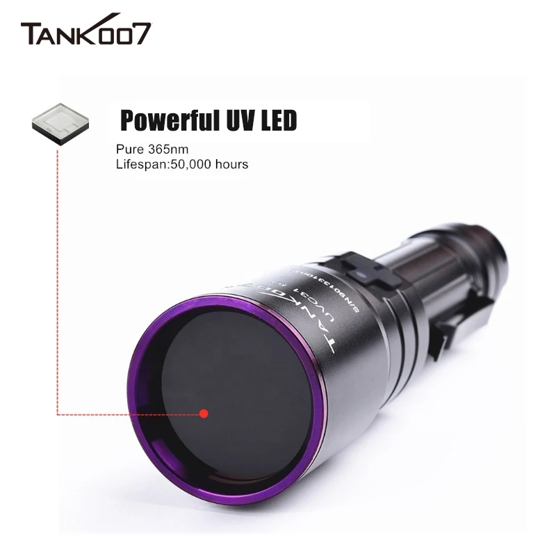 Tank007 UVC31 Linterna NDT Uv Torch High Power Flashlight Blacklight LED Rechargeable Flashlight Industrial 365nm UV Flashlight