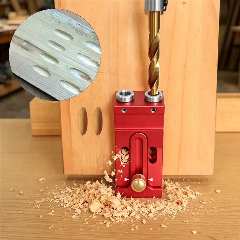 【Big Deal】Pocket Hole Jig Kit Adjustable Aluminum Woodworking Tool Oblique Hole Locator With 9Mm Drill Bit For Furniture Cabinet