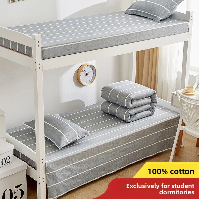 Bed Linen Sheet Bedding Sets Wholesale Student Dormitory Comforter 3pcs Striped Checked Patterns Cotton Items Duvets Cover