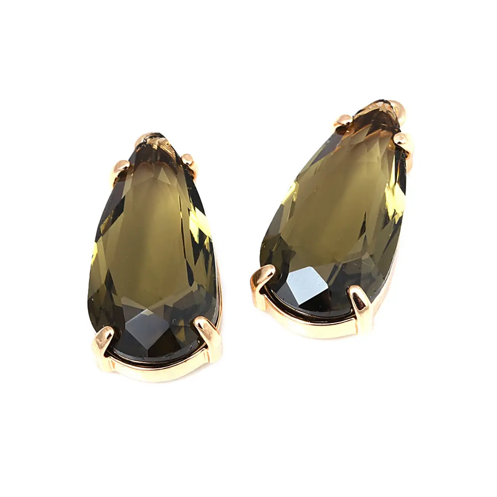 6PCS 23.5x11MM 18K Gold Color Brass and Glass Long Drop Shape Charms Pendants Diy Jewelry Making Necklace Earrings Accessories image 5