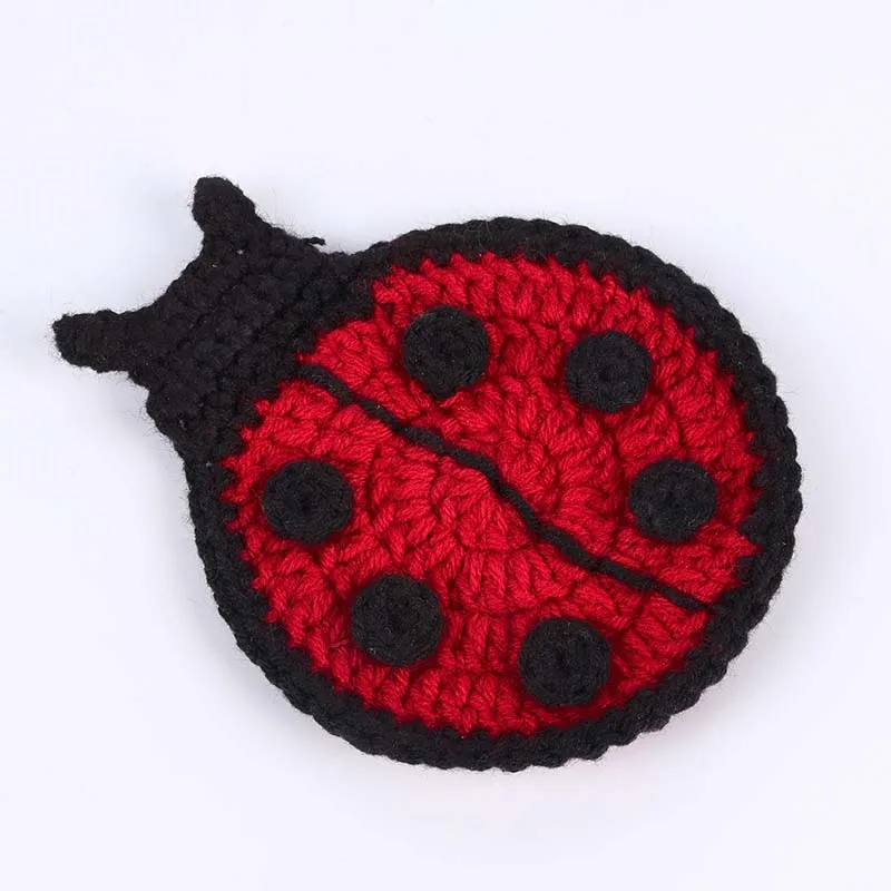 Cute Ladybug Coaster Tea Cup Mat Knitting Ladybird Coaster Nsulation Table Mats for Dining Table Tea Milk Mug Drink Cup Coasters