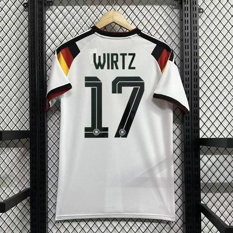 2027 Men Germany Home Soccer Jersey #17 Wirtz White Short Sleeve Player Version Football Shirt Euro  Uniform  Family Matching