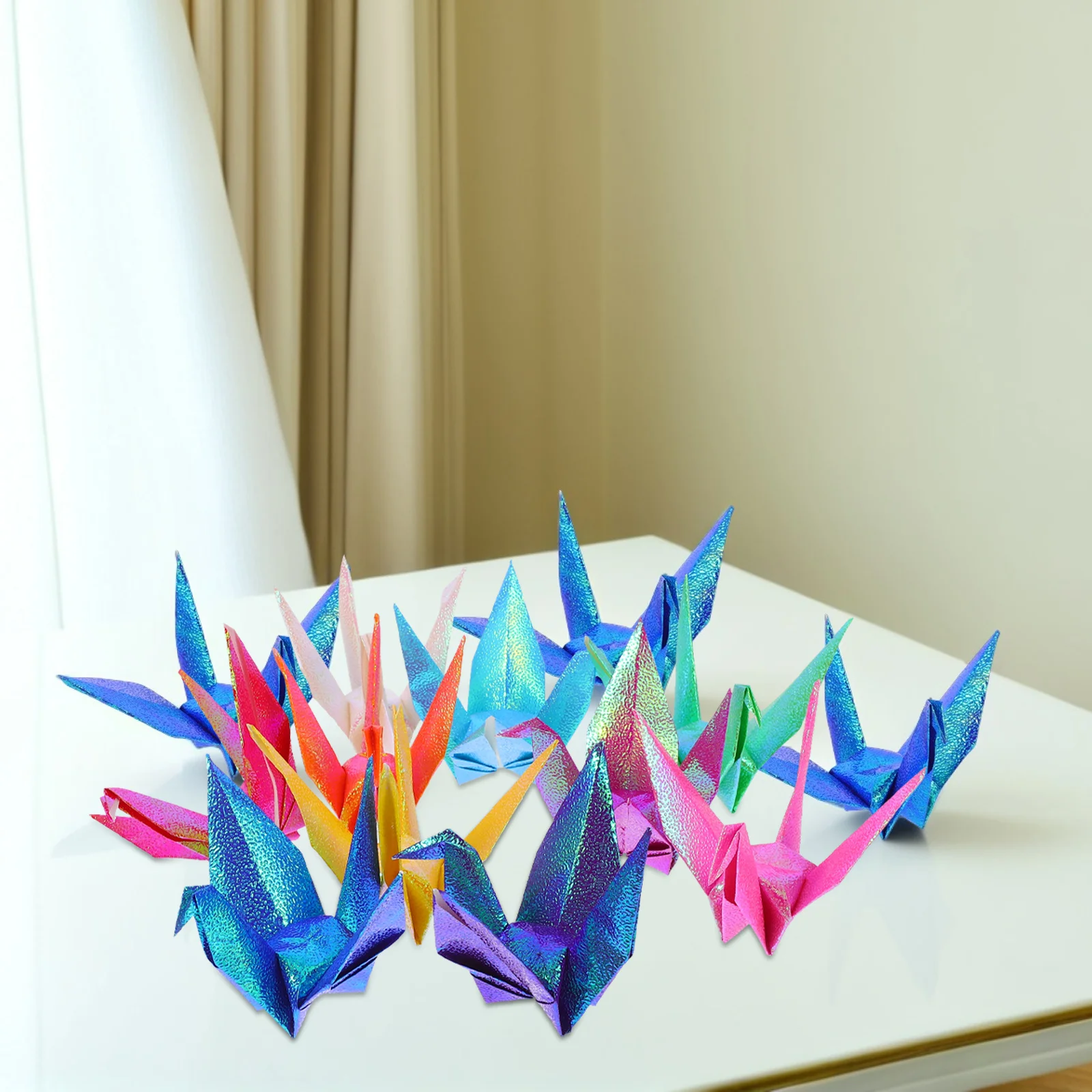 50 Uds. De papel Flash iridiscente cuadrado de 15Cm, hojas plegables de colores, manualidades DIY, grúa, cortes de papel, decoración de fiesta