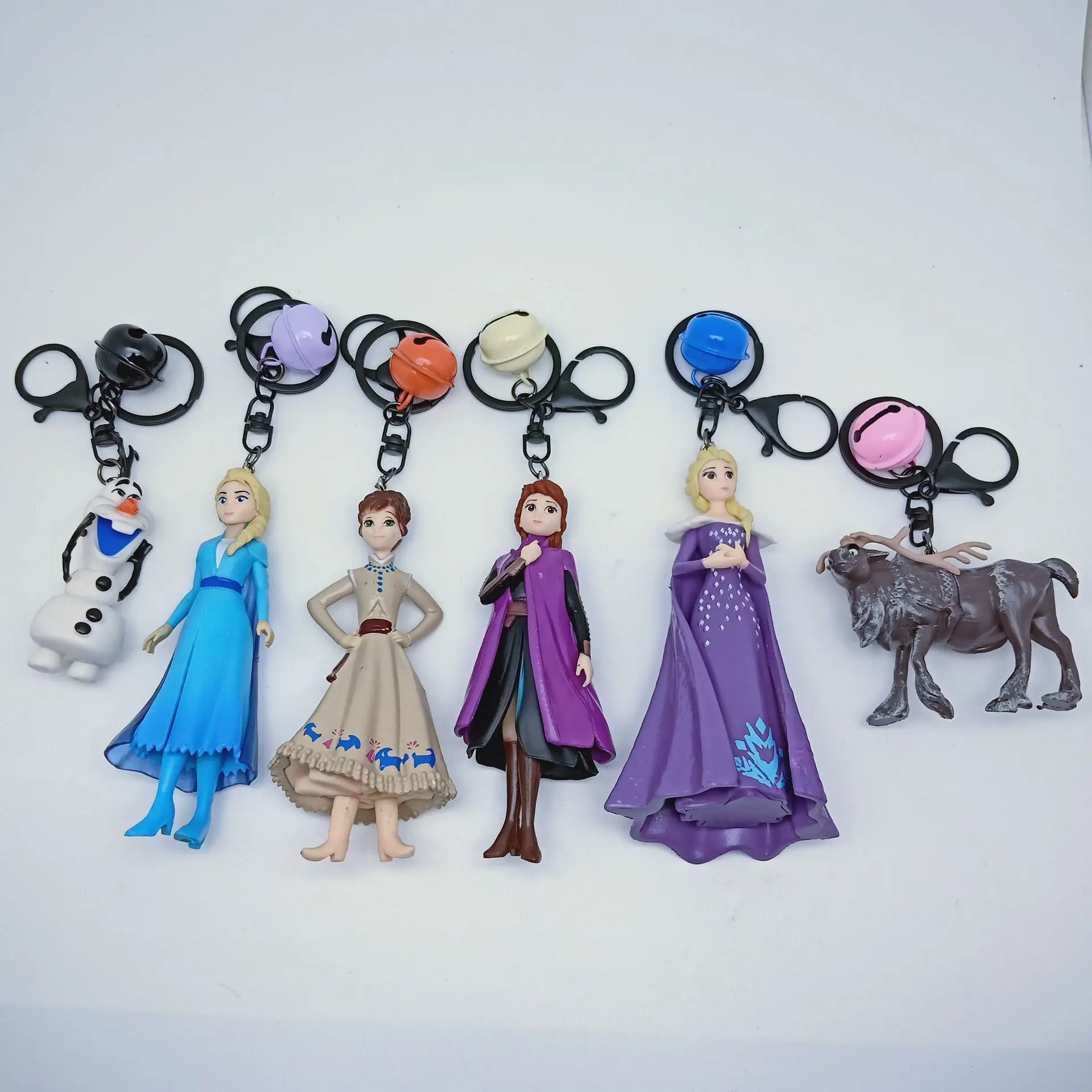 6Pcs/Set Disney Frozen 2 Elsa Anna Kristoff Olaf Key chain Action Figure Romantic Toy Girls Birthday Gifts Toys