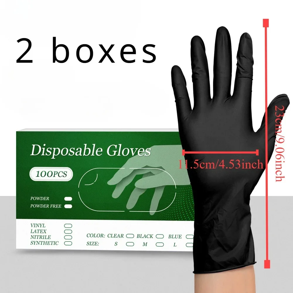 [200 units] black nitrile disposable gloves Super latex and powder free chemical resistant textured fingertip Household gloves