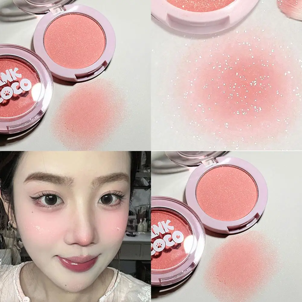 Blush fino cintilante em pó leite damasco pêssego ilumina natural rosto blush sombra fosca paleta de brilho monocromático highli i4j4