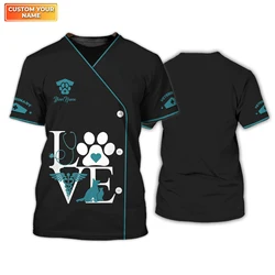 Female Pet Doctor Personalized Workwear T Shirt Veterinarian Advertising Tee Uniform Outdoor Summer Casual Short Sleeve Tops