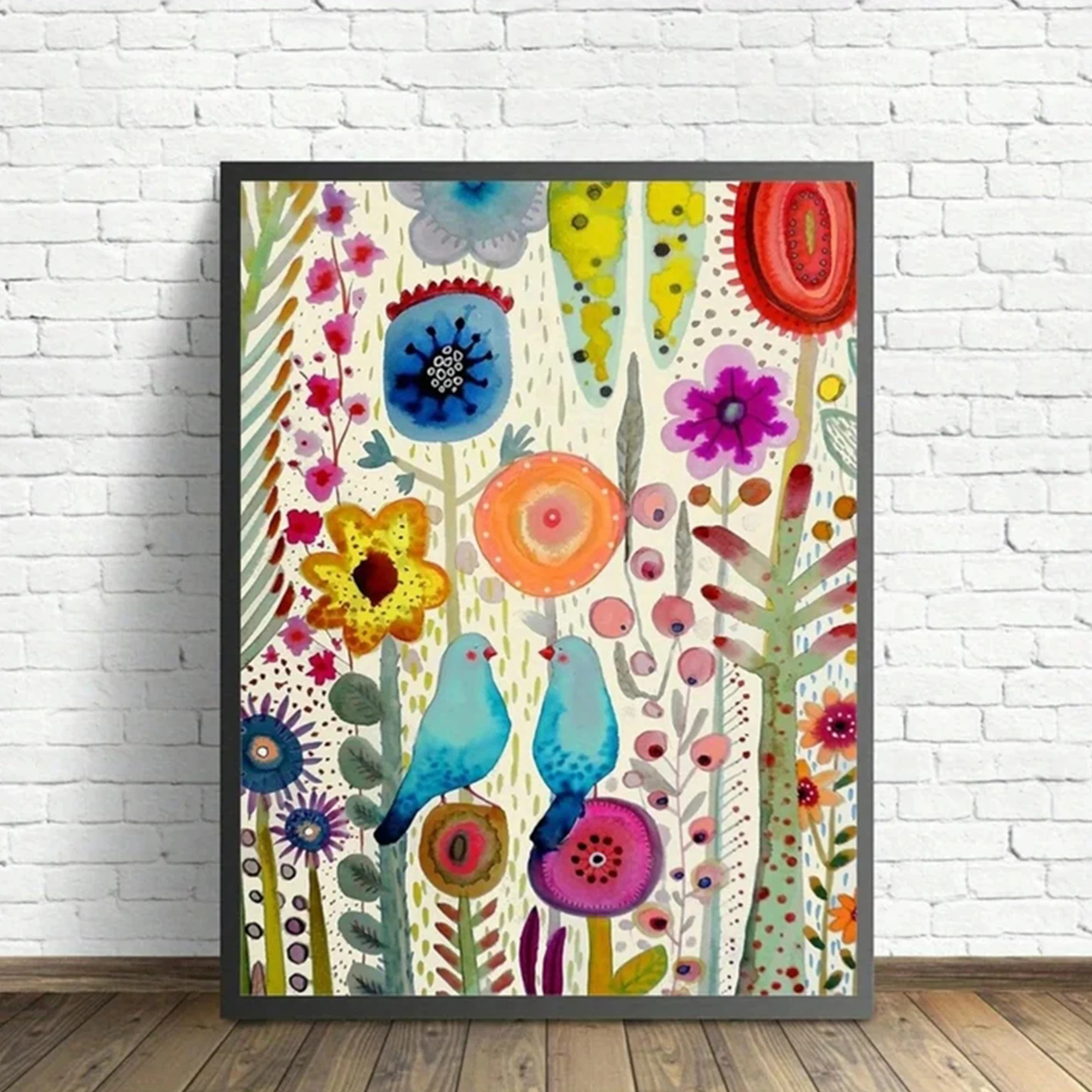 Retro Abstract Tranquil Blooms Flower Wall Art Print Canvas Painting Poster Picture For Living Room,Bedroom Home Decor