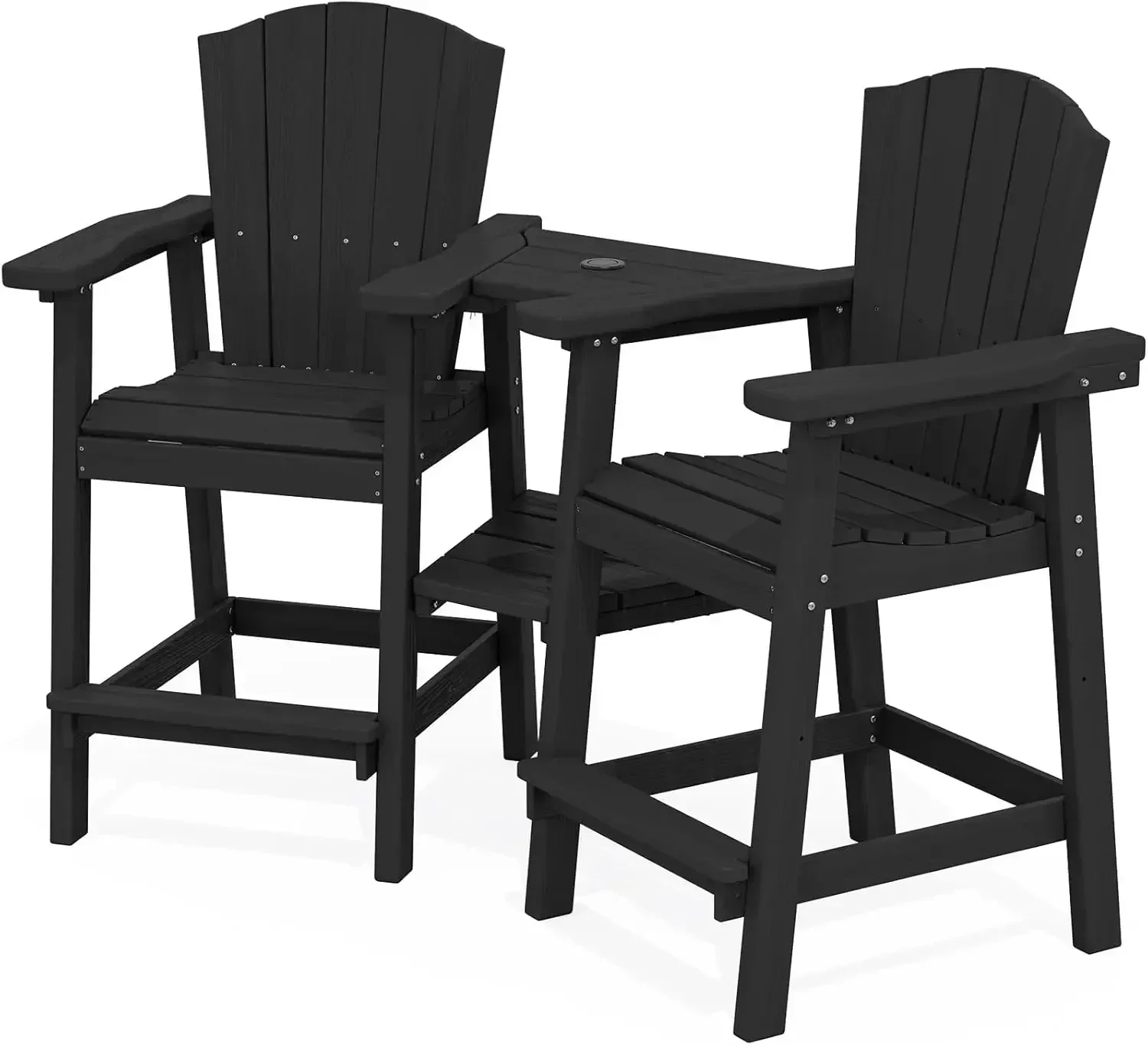 

[XMSJ]Набор стульев Adirondack для улицы из 2 шт., барные стулья Adirondack высотой HDPE с двойными соединительными подносами, тисненая высота барной стойки Adirondac