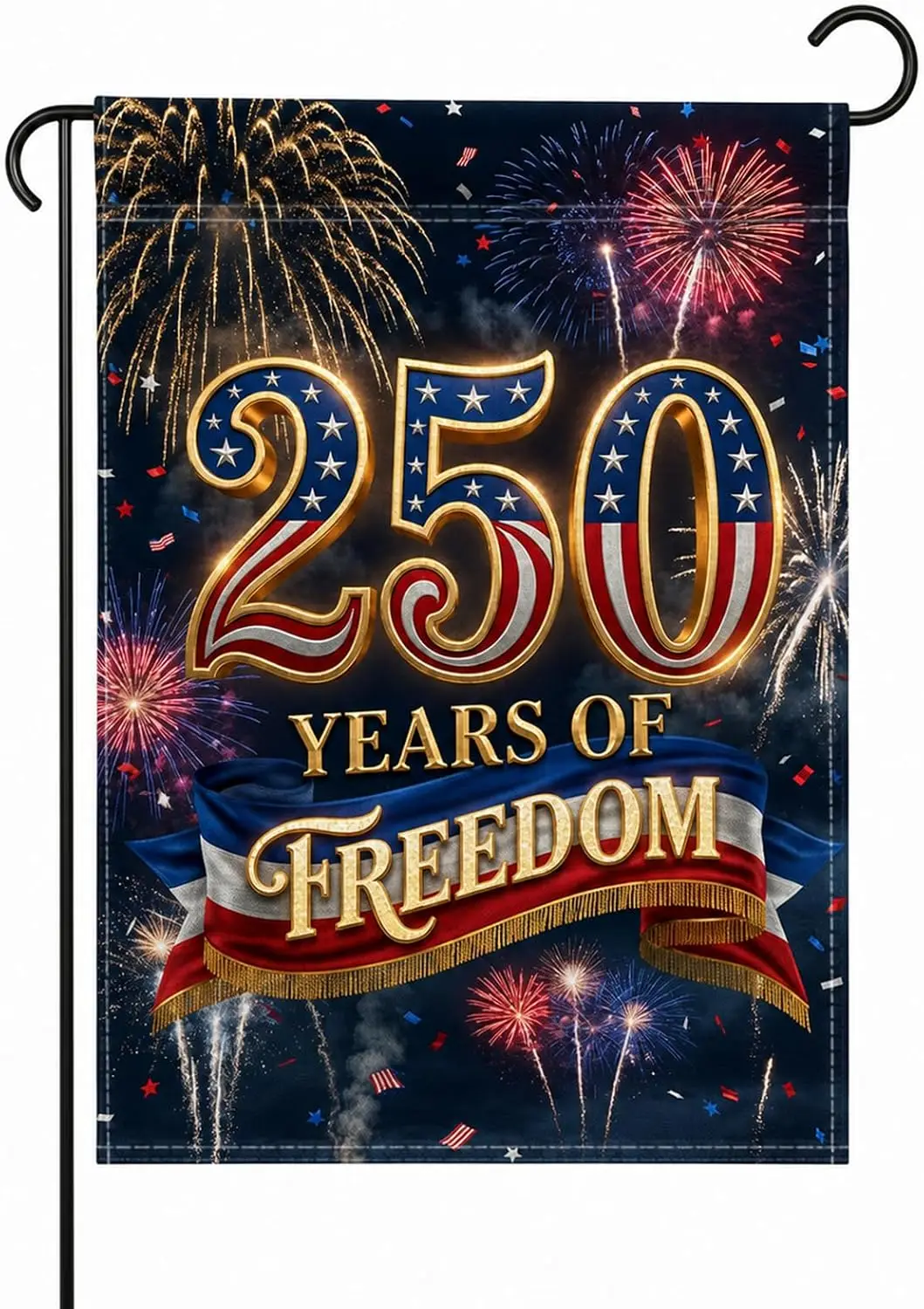 250 Anniversary USA Garden Flag,250th Anniversary USA Flag,Single Sided 4th of July Garden Flag,250 Years of Freedom Flag Wa llp