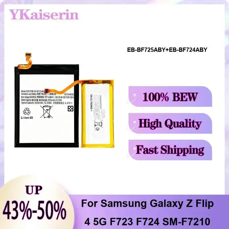 1070mAh 2630mAh EB-BF725ABY+EB-BF724ABY For Samsung Galaxy Z Flip 4 5G F723 F724 SM-F7210 Mobile Phone Battery Robust