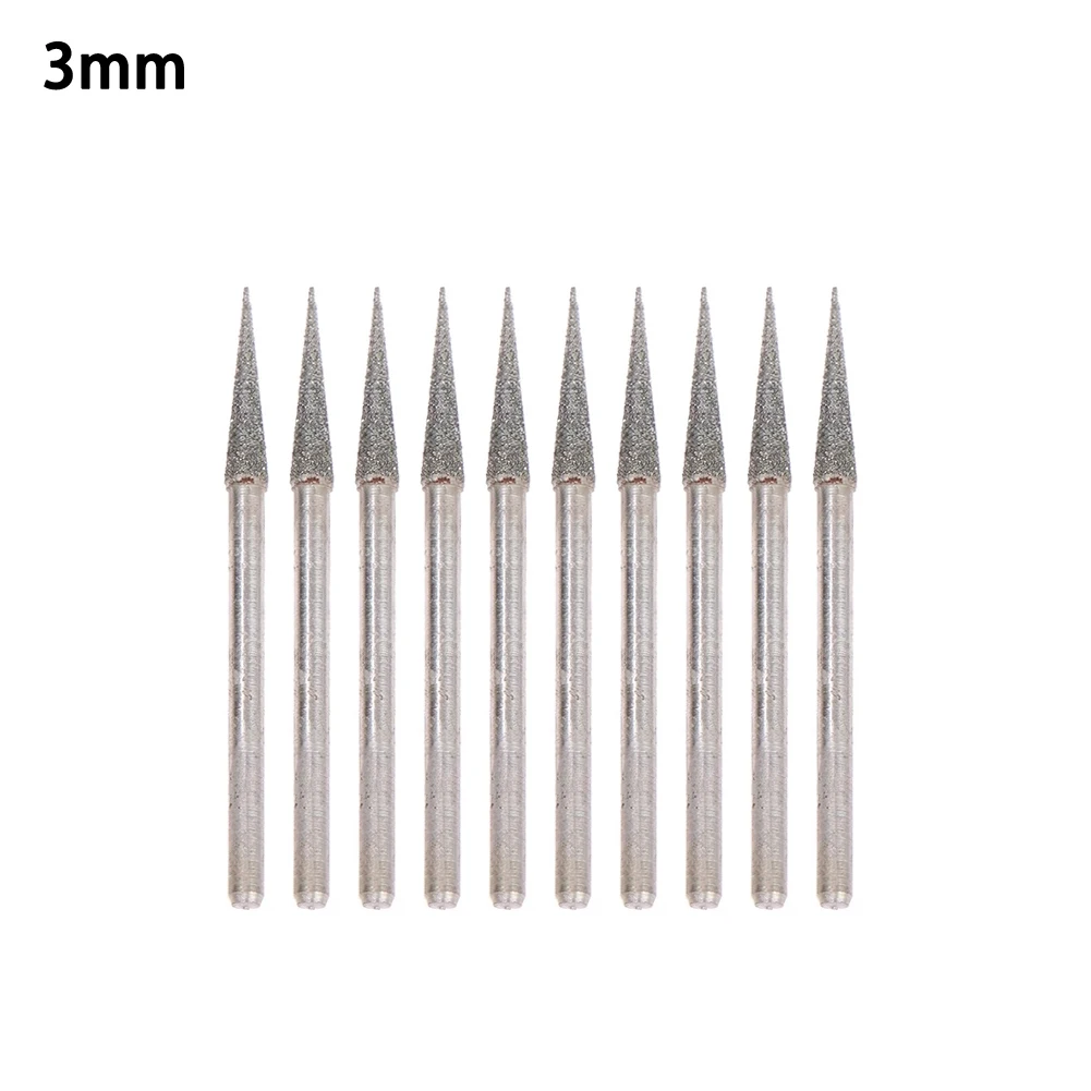 Emery D Needle Grinding Bits 10Pcs for Glass Engraving Stone Carving Jade Polishing Ceramic Drilling and Rock Grinding
