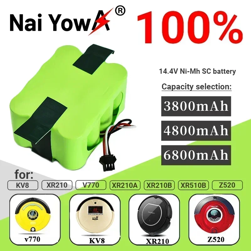 14.4V Ni-Mh SC Rechargeable battery 6800mAh for KV8 XR210 XR510 XR210A XR210B XR510B XR510C Vacuum Cleaner Sweeping Robot