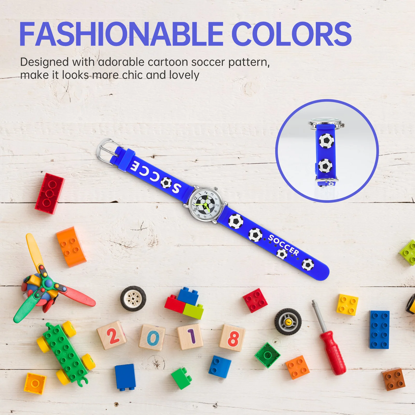 Watch Stylish 3D Soccer Pattern Wristwatch Adjustable Comfortable Strap Clear Numbers Birthday Gift For