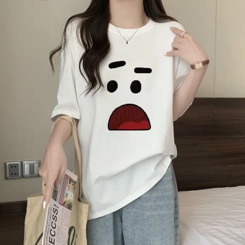 Harajuku stile coreano Kawaii grafica stampata t-shirt donna estate girocollo Casual Versatile semplice a maniche corte Unisex