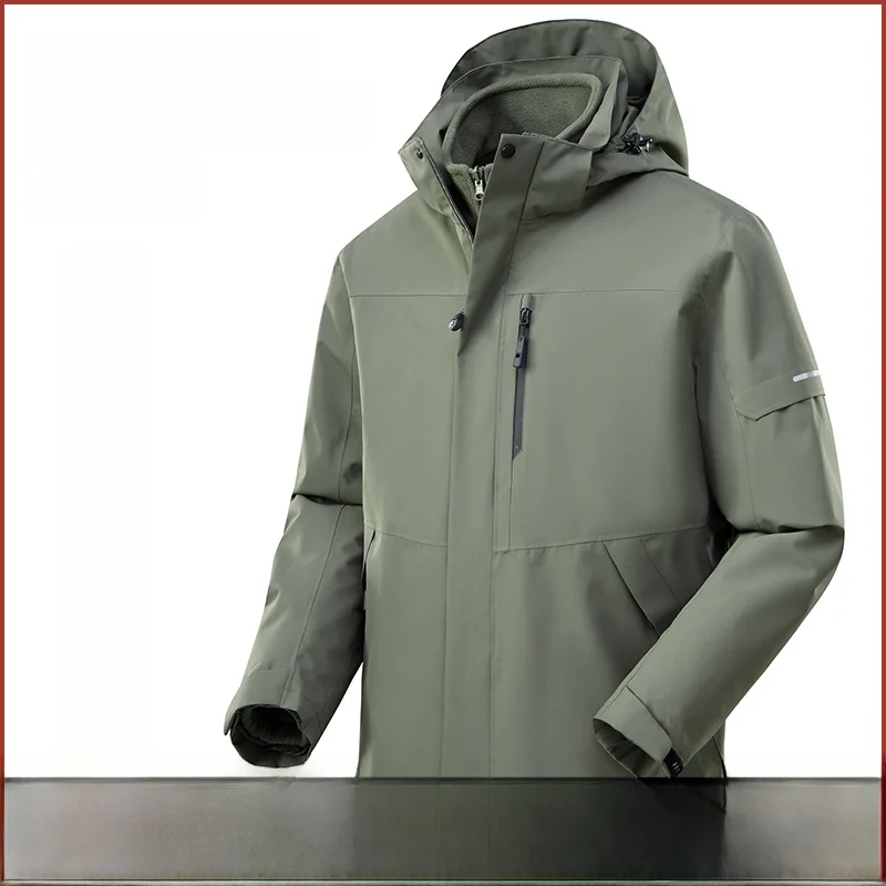 

Мужская уличная куртка с капюшоном на подкладке Fce, зимняя водонепроницаемая съемная внутренняя жилетка, одежда для скалолазания, пальто-стойка