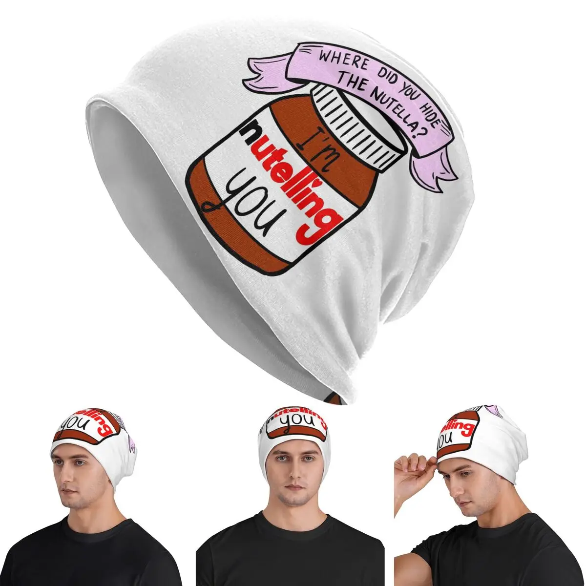 

Nutella Skullies Beanies Hats Warm Autumn Winter Outdoor Cap Knitted Bonnet Caps for Unisex Adult