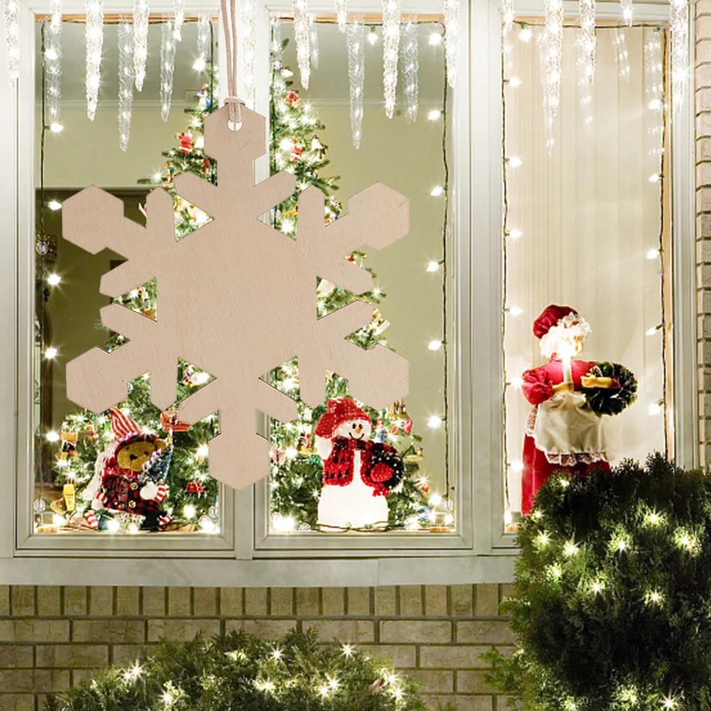 

10Pcs Snowflake Shaped Wooden Ornament Hanging Xmas Decor for Tree Home Fireplace Festival Decoration Cute Stylish Craft Item